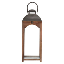 Load image into Gallery viewer, Whiskey Brown Farmhouse Modern Wood/Metal Lanterns, Set of 2