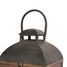 Load image into Gallery viewer, Whiskey Brown Farmhouse Modern Wood/Metal Lanterns, Set of 2
