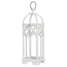 Load image into Gallery viewer, Wash White Farmhouse Wooden Church Window Frame Lanterns, Set of 2