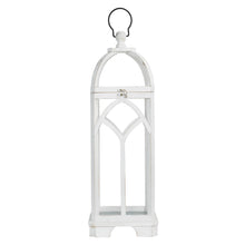 Load image into Gallery viewer, Wash White Farmhouse Wooden Church Window Frame Lanterns, Set of 2