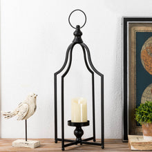 Load image into Gallery viewer, 22.00"H Modern Farmhouse Black Metal Candle Lantern