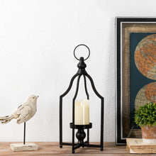 Load image into Gallery viewer, 16.50"H Modern Farmhouse Black Metal Candle Lantern