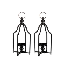 Load image into Gallery viewer, 16.50"H Modern Farmhouse Black Metal Candle Lantern, Set of 2