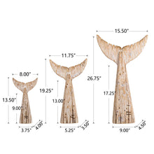 Load image into Gallery viewer, Coastal Weathered Wood Whale Tail Table Decor, Set of 3