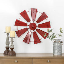 Load image into Gallery viewer, 22.05"D Vintage Red Metal Wind Spinner Wall Décor