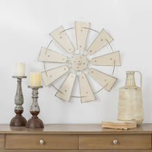 Load image into Gallery viewer, 22.05"D Vintage Beige Metal Wind Spinner Wall Décor