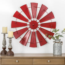 Load image into Gallery viewer, 28.50"D Vintage Red Metal Wind Spinner Wall Décor