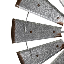 Load image into Gallery viewer, 28.50"D Farmhouse Metal Galvanized Wind Spinner Wall Décor