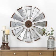 Load image into Gallery viewer, 28.50"D Farmhouse Metal Galvanized Wind Spinner Wall Décor