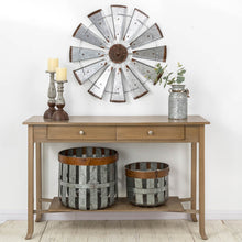 Load image into Gallery viewer, 28.50"D Farmhouse Metal Galvanized Wind Spinner Wall Décor