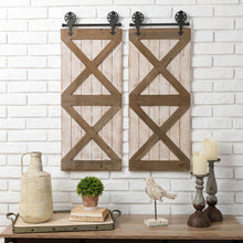 Load image into Gallery viewer, 35.25"H Farmhouse Wooden Barn Door Wall Decor, Set of 2