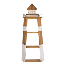 Load image into Gallery viewer, 31.25"H 3-Tier Coastal Wood/Metal Light House Wall Shelf