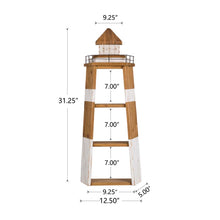 Load image into Gallery viewer, 31.25"H 3-Tier Coastal Wood/Metal Light House Wall Shelf