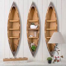 Load image into Gallery viewer, 41.00"H 3-Tier Coastal Wood/Metal Boat Wall Shelf
