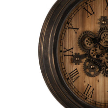 Load image into Gallery viewer, 27.76"D Vintage Industrial Oversized Wooden/Metal Wall Clock with Moving Gears
