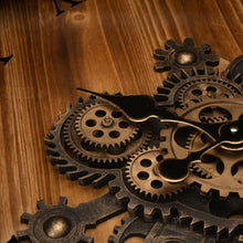 Load image into Gallery viewer, 27.76"D Vintage Industrial Oversized Wooden/Metal Wall Clock with Moving Gears
