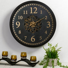 Load image into Gallery viewer, 22.83"D Modern Oversized Metal Wall Clock with Moving Gears