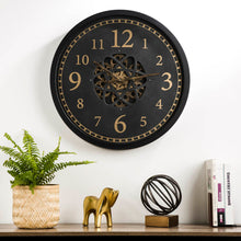 Load image into Gallery viewer, 22.83"D Modern Oversized Metal Wall Clock with Moving Gears