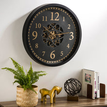 Load image into Gallery viewer, 22.83"D Modern Oversized Metal Wall Clock with Moving Gears