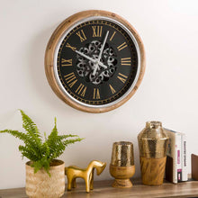 Load image into Gallery viewer, 20.47"D Vintage Industrial Metal Wall Clock with Moving Gears