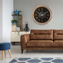 Load image into Gallery viewer, 20.47"D Vintage Industrial Metal Wall Clock with Moving Gears