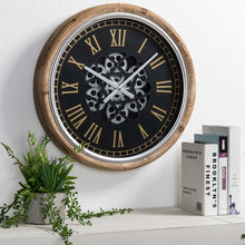 Load image into Gallery viewer, 20.47"D Vintage Industrial Metal Wall Clock with Moving Gears