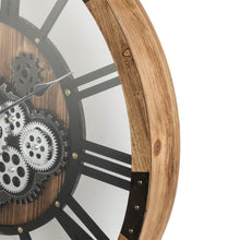 Load image into Gallery viewer, 26.77"D Industrial Wooden/Metal Round Gear Wall Clock with Tempered Glass