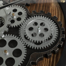 Load image into Gallery viewer, 26.77"D Industrial Wooden/Metal Round Gear Wall Clock with Tempered Glass