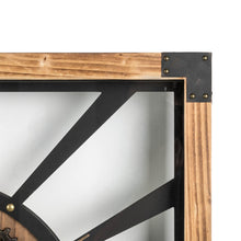 Load image into Gallery viewer, 27.17"H Industrial Wooden/Metal Square Gear Wall Clock with Tempered Glass