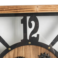 Load image into Gallery viewer, 27.17"H Industrial Wooden/Metal Square Gear Wall Clock with Tempered Glass