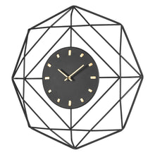 Load image into Gallery viewer, 24.02"D Modern Metal Black & Golden Octagon Design Wall Clock