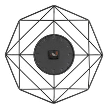 Load image into Gallery viewer, 24.02"D Modern Metal Black & Golden Octagon Design Wall Clock