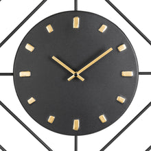 Load image into Gallery viewer, 24.02"D Modern Metal Black & Golden Octagon Design Wall Clock
