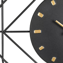 Load image into Gallery viewer, 24.02"D Modern Metal Black & Golden Octagon Design Wall Clock