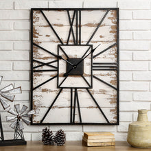 Load image into Gallery viewer, 31.5"H Oversized Farmhouse Wooden/Metal Rectangular Wall Clock