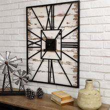 Load image into Gallery viewer, 31.5"H Oversized Farmhouse Wooden/Metal Rectangular Wall Clock