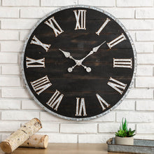Load image into Gallery viewer, 27.56"D Oversized Farmhouse Wooden & Galvanized Round Wall Clock