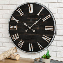 Load image into Gallery viewer, 27.56"D Oversized Farmhouse Wooden & Galvanized Round Wall Clock