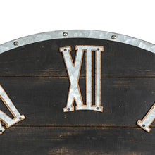 Load image into Gallery viewer, 27.56"D Oversized Farmhouse Wooden & Galvanized Round Wall Clock