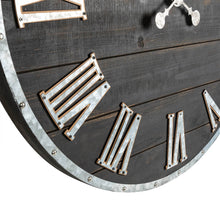 Load image into Gallery viewer, 27.56"D Oversized Farmhouse Wooden & Galvanized Round Wall Clock