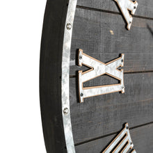 Load image into Gallery viewer, 27.56"D Oversized Farmhouse Wooden & Galvanized Round Wall Clock