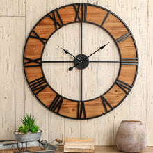 Load image into Gallery viewer, 30.00"D Oversized Farmhouse Wooden & Metal Center Cutout Design Wall Clock