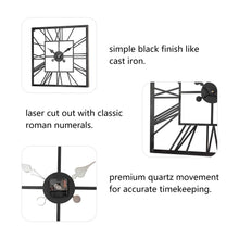Load image into Gallery viewer, 23.00"L Black Metal Square Wall Clock
