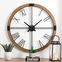 Load image into Gallery viewer, 31.50"D Oversized Modern Farmhouse Metal/Wooden Wall Clock