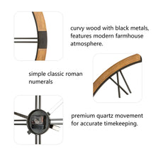 Load image into Gallery viewer, 31.50"D Oversized Modern Farmhouse Metal/Wooden Wall Clock