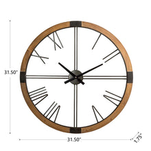 Load image into Gallery viewer, 31.50"D Oversized Modern Farmhouse Metal/Wooden Wall Clock