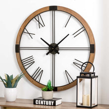 Load image into Gallery viewer, 31.50"D Oversized Modern Farmhouse Metal/Wooden Wall Clock
