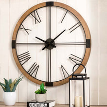 Load image into Gallery viewer, 31.50"D Oversized Modern Farmhouse Metal/Wooden Wall Clock