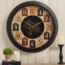 Load image into Gallery viewer, 27.50"D Oversized Vintage Round Gear Clock With Tempered Glass