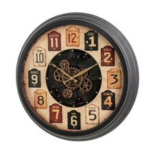 Load image into Gallery viewer, 27.50"D Oversized Vintage Round Gear Clock With Tempered Glass